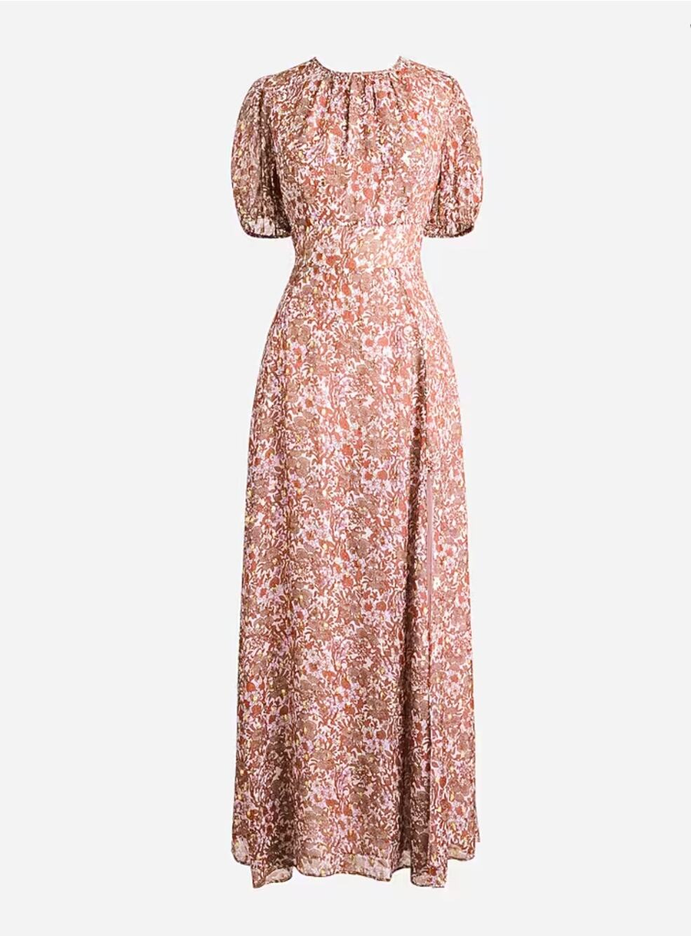 NWT J. Crew Open-back metallic clip-dot dress in bouquet floral // Sz 4